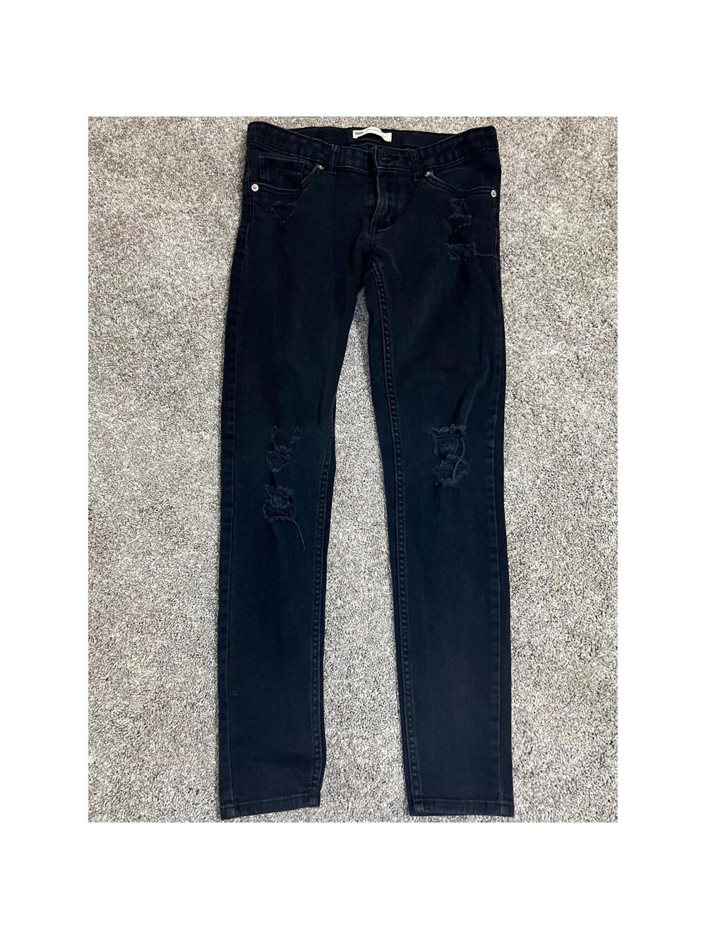 Levi's Girl's Youth 710 Black Skinny Jeans Distressed size 16